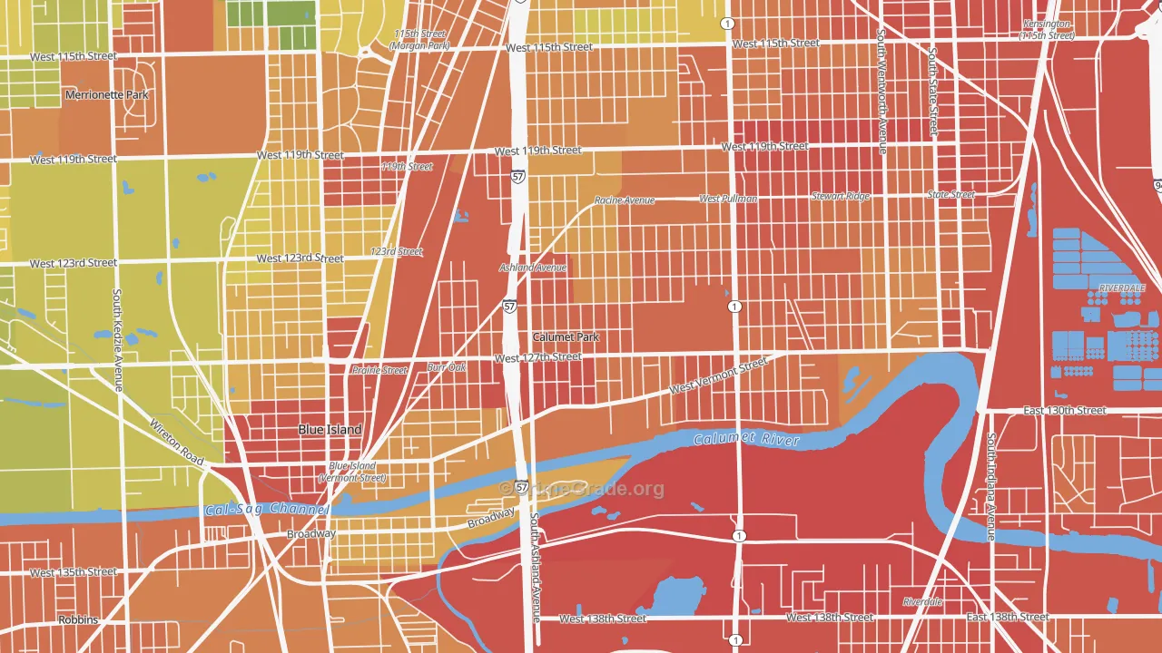 Calumet Park, IL Map of Burglary Rates
