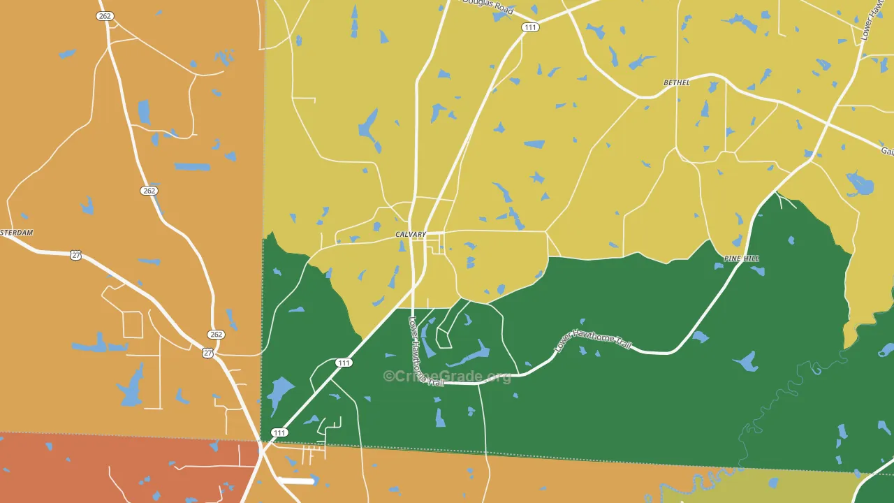 Calvary, GA Map of Burglary Rates