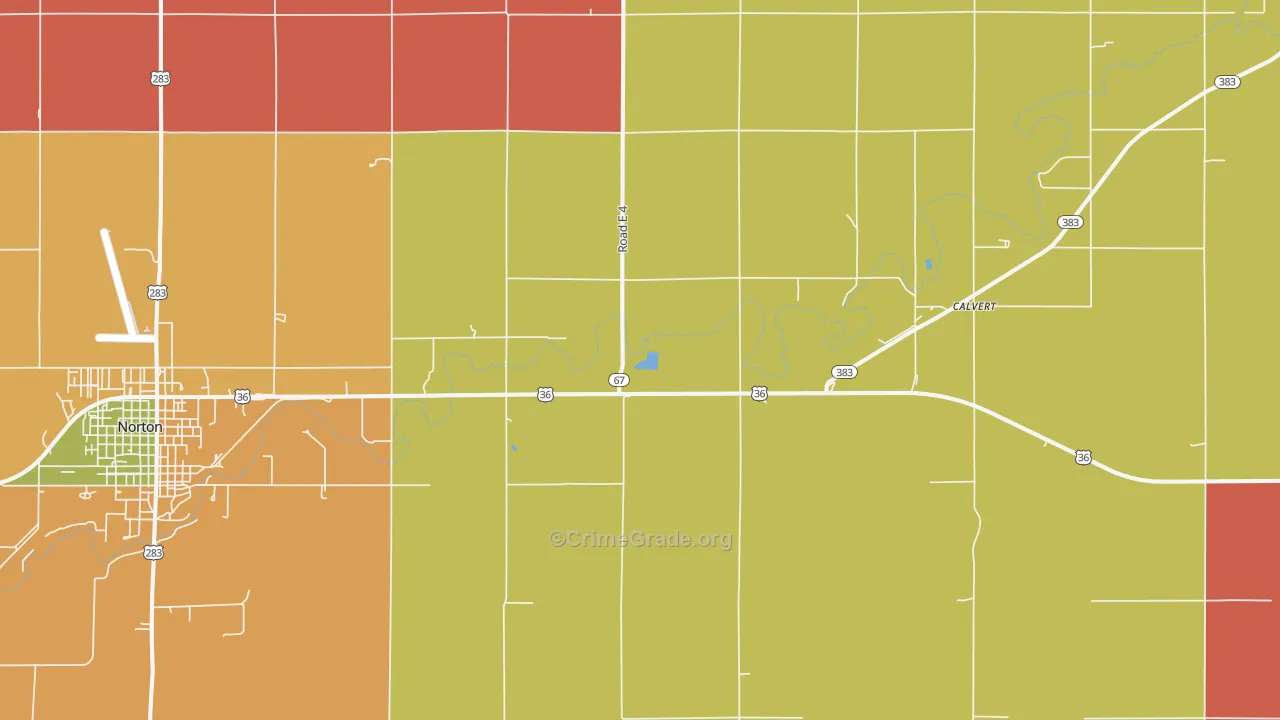 Calvert, KS Map of Burglary Rates