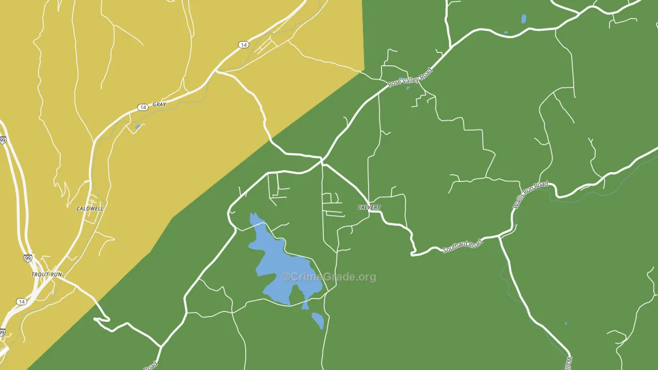 Calvert, PA Map of Burglary Rates