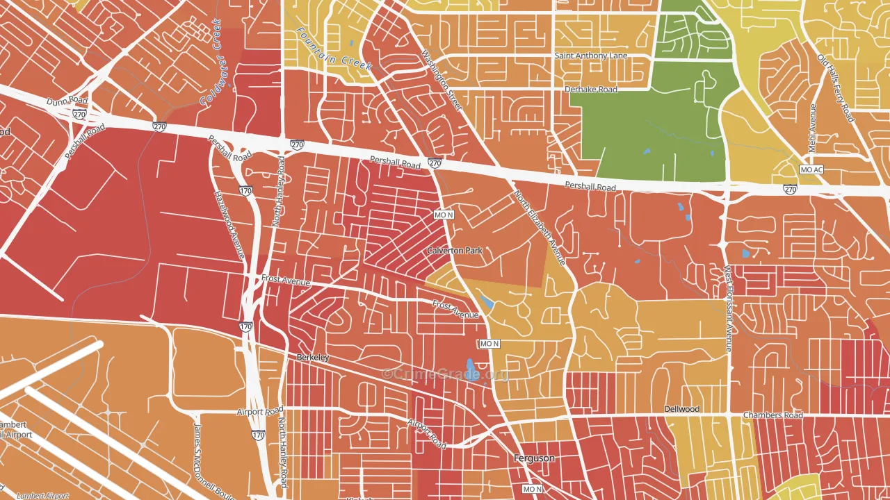 Calverton Park, MO Map of Burglary Rates