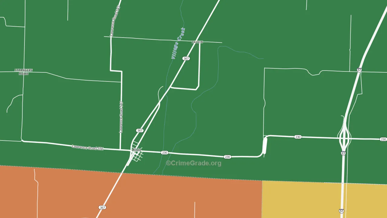 Calvin, AR Map of Burglary Rates