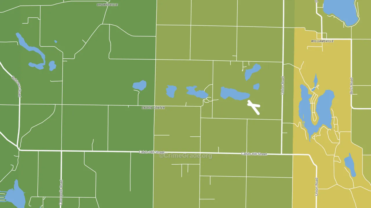Calvin Center, MI Map of Burglary Rates