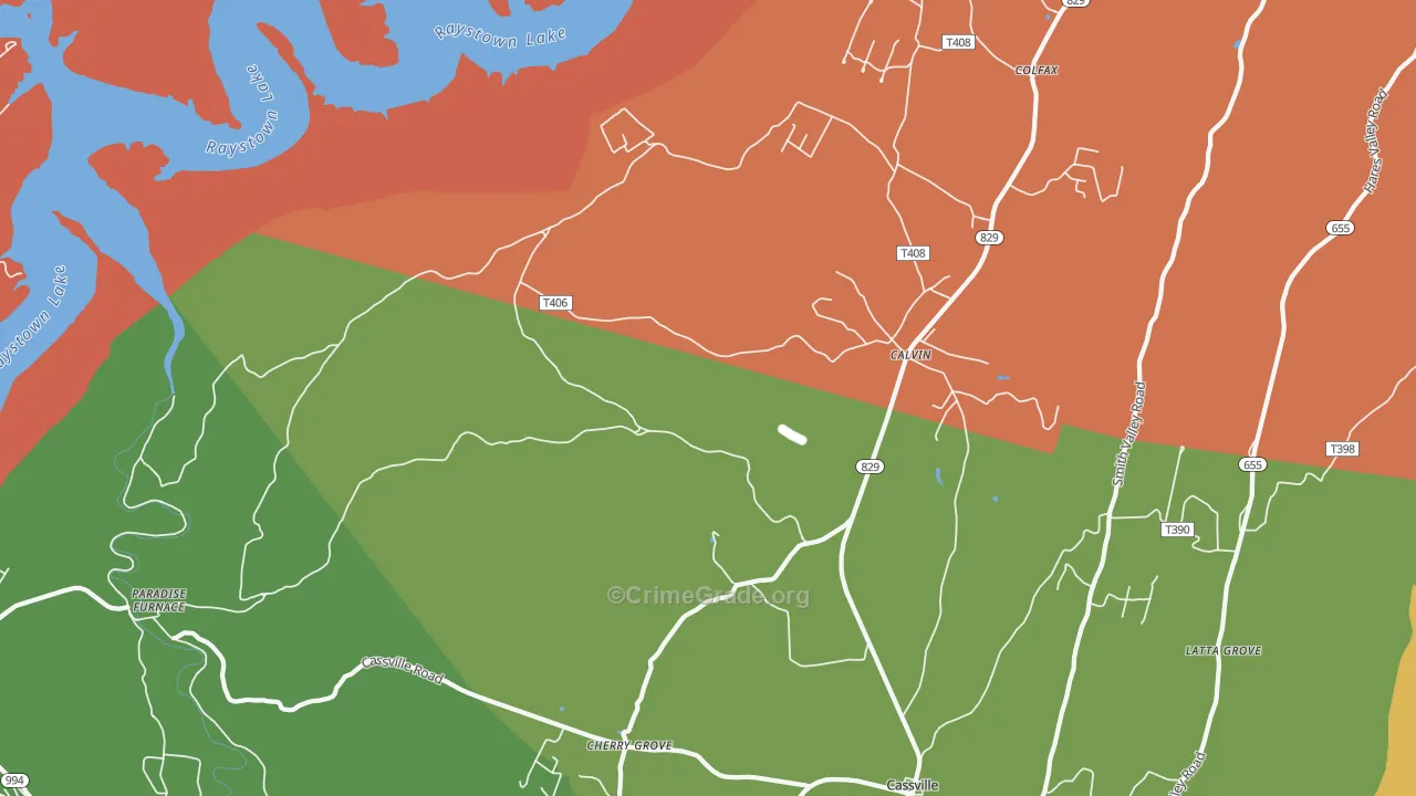 Calvin, PA Map of Burglary Rates