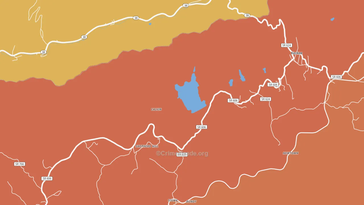 Calvin, VA Map of Burglary Rates