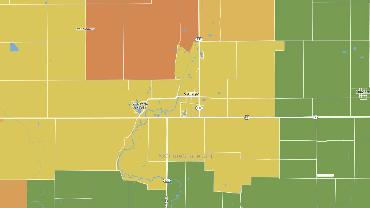 Camargo, IL Map of Burglary Rates