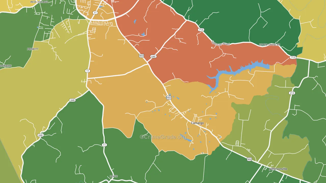 Camargo, KY Map of Burglary Rates