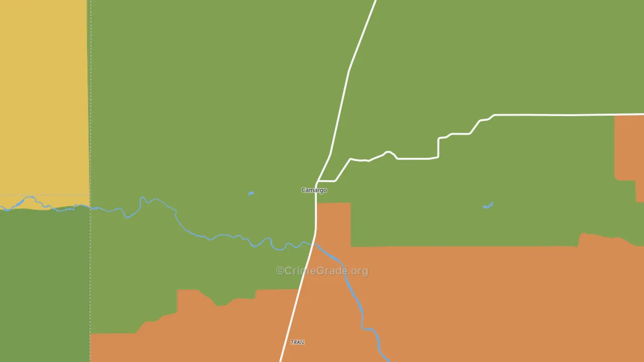Camargo, OK Map of Burglary Rates
