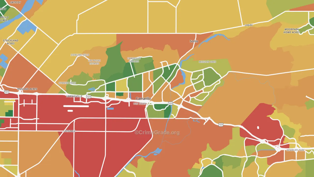 Camarillo, CA Map of Burglary Rates