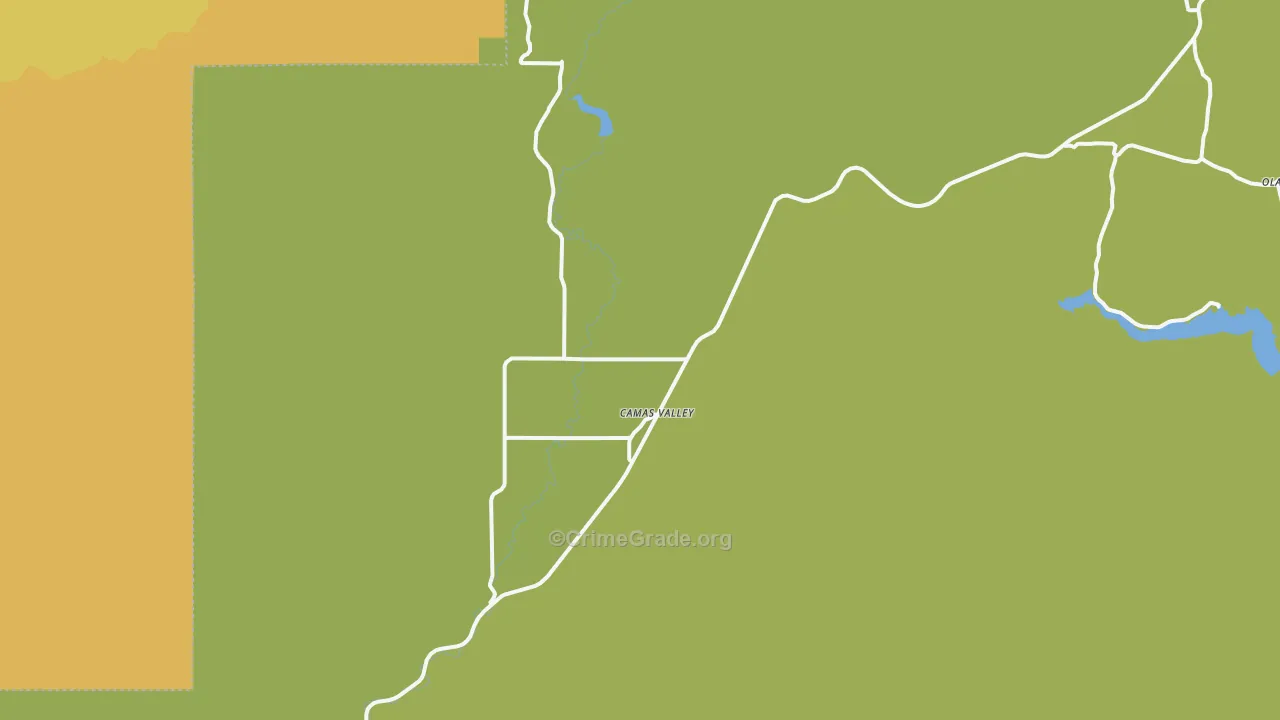 Camas Valley, OR Map of Burglary Rates