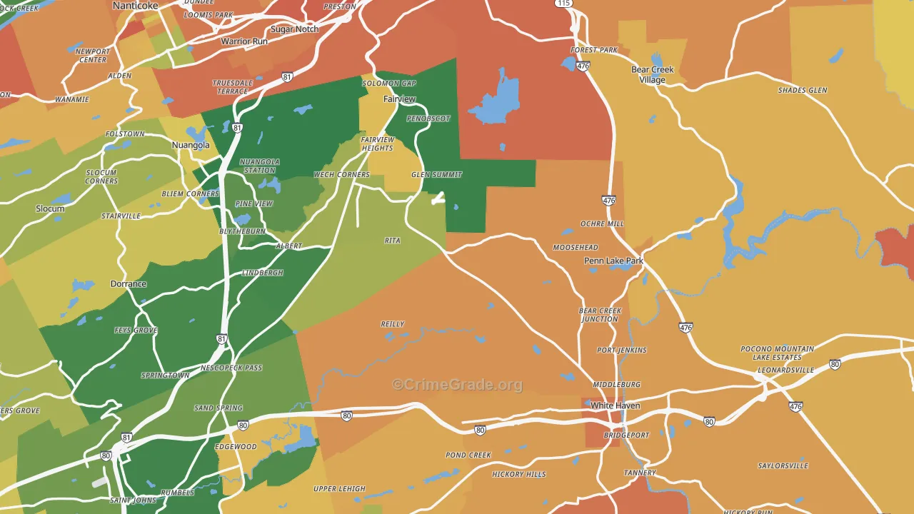 Cambra, PA Map of Burglary Rates