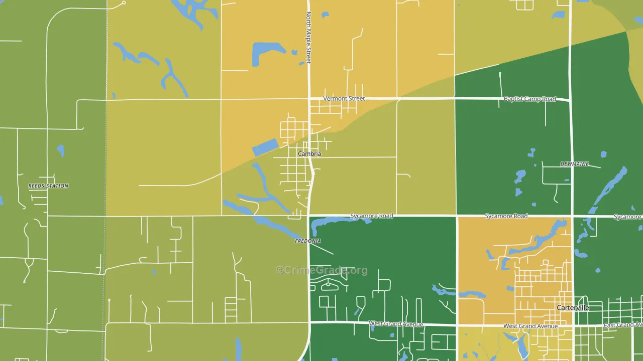 Cambria, IL Map of Burglary Rates
