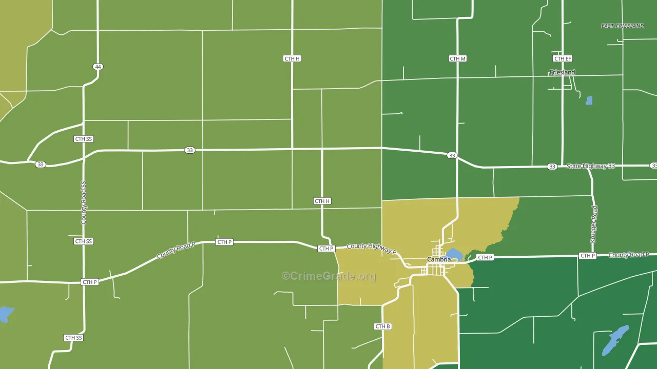 Cambria, WI Map of Burglary Rates