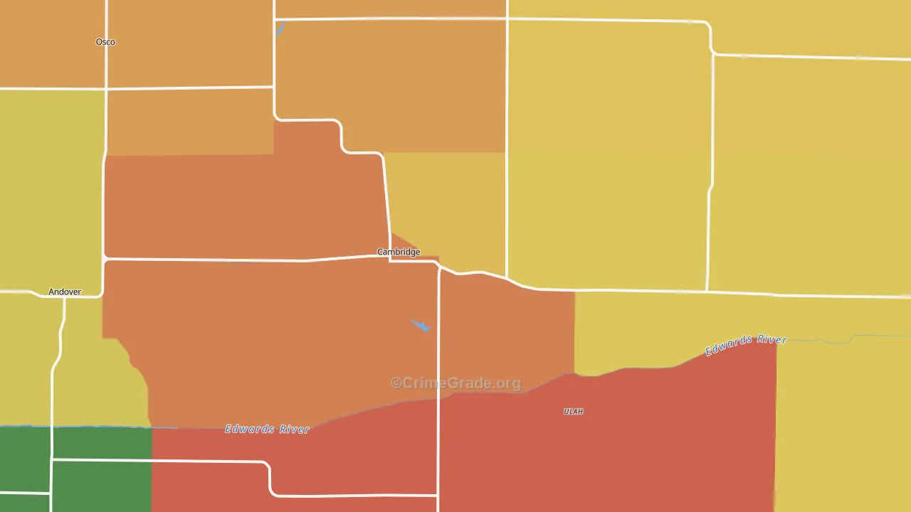 Cambridge, IL Map of Burglary Rates