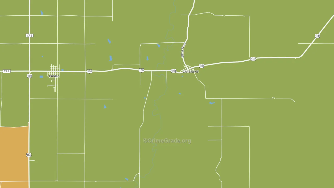 Cambridge, KS Map of Burglary Rates