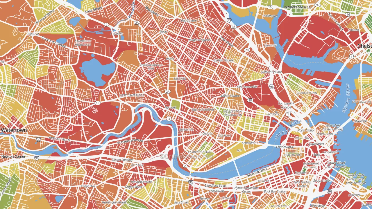 Cambridge, MA Map of Burglary Rates