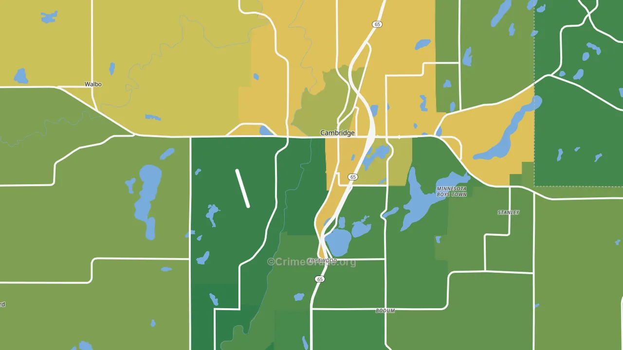Cambridge, MN Map of Burglary Rates