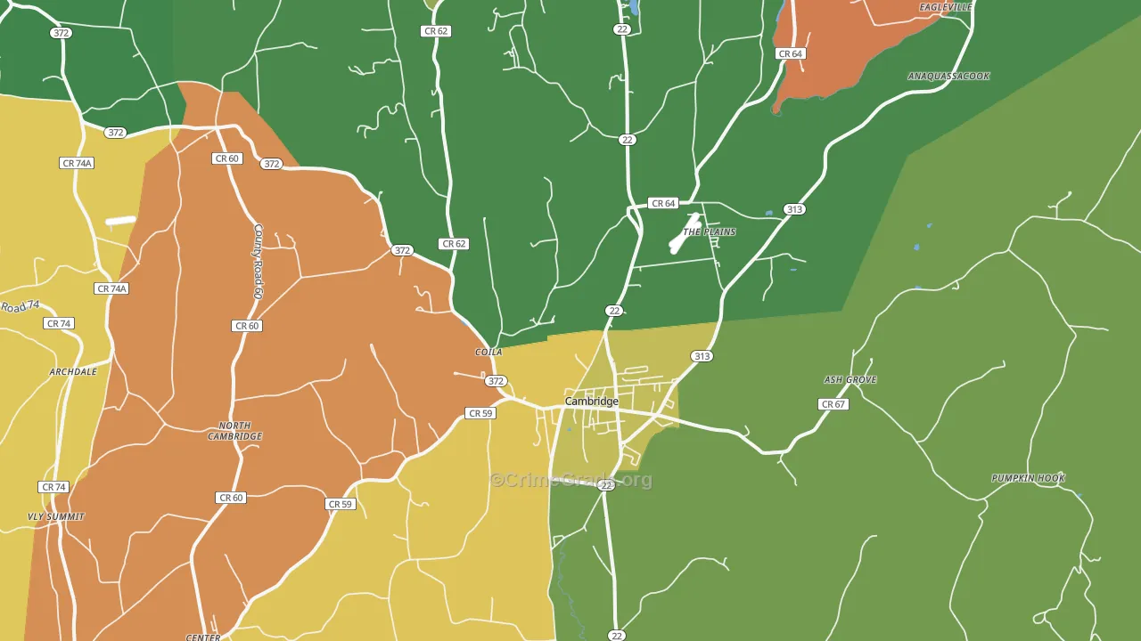 Cambridge, NY Map of Burglary Rates