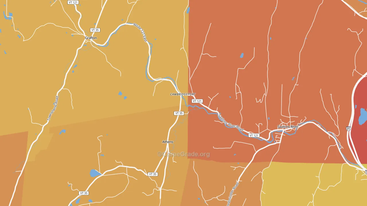 Cambridgeport, VT Map of Burglary Rates