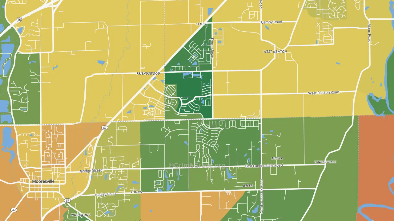 Camby, IN Map of Burglary Rates