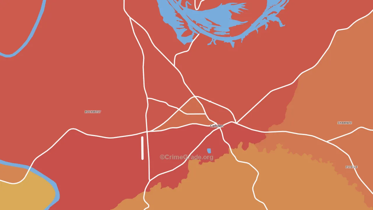 Camden, AL Map of Burglary Rates