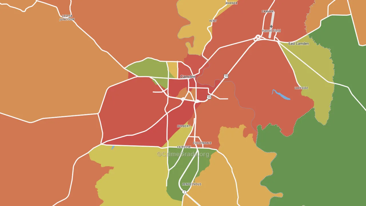 Camden, AR Map of Burglary Rates