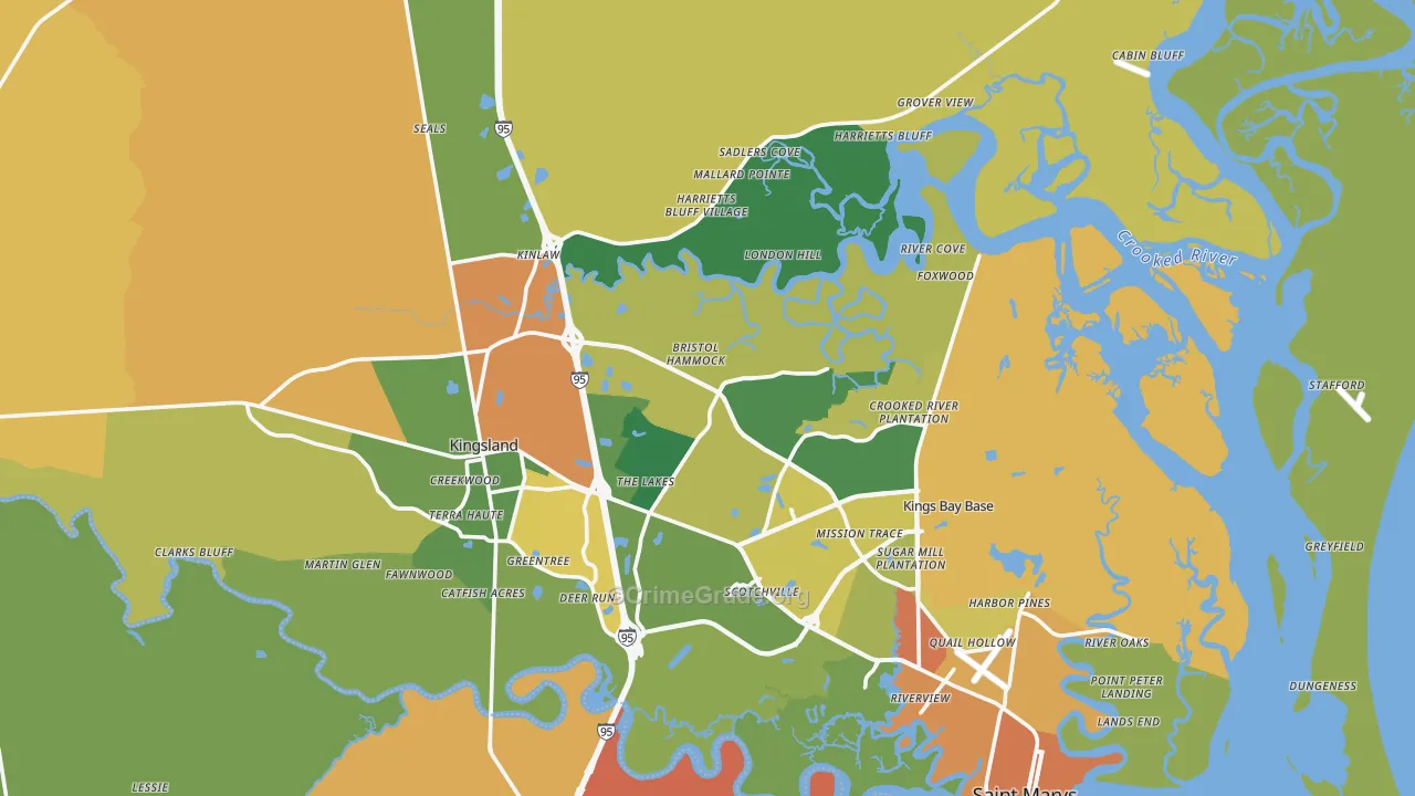 Camden County, GA Map of Burglary Rates