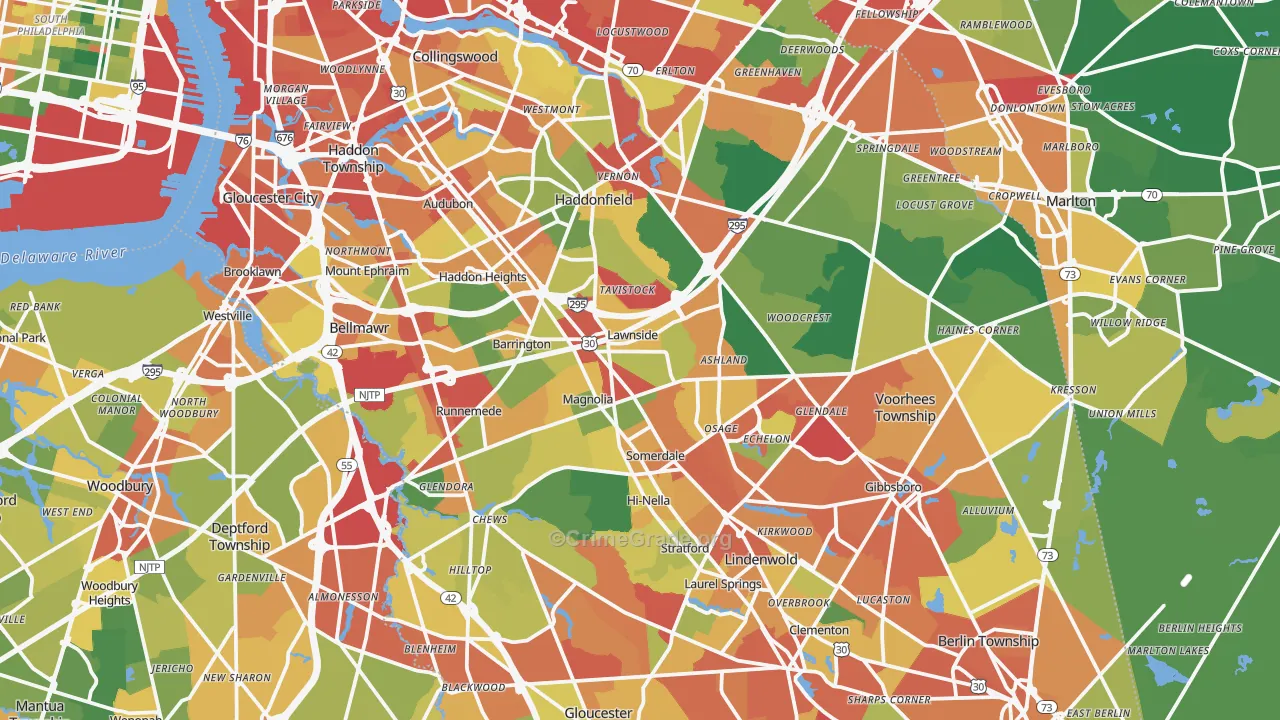 Camden County, NJ Map of Burglary Rates