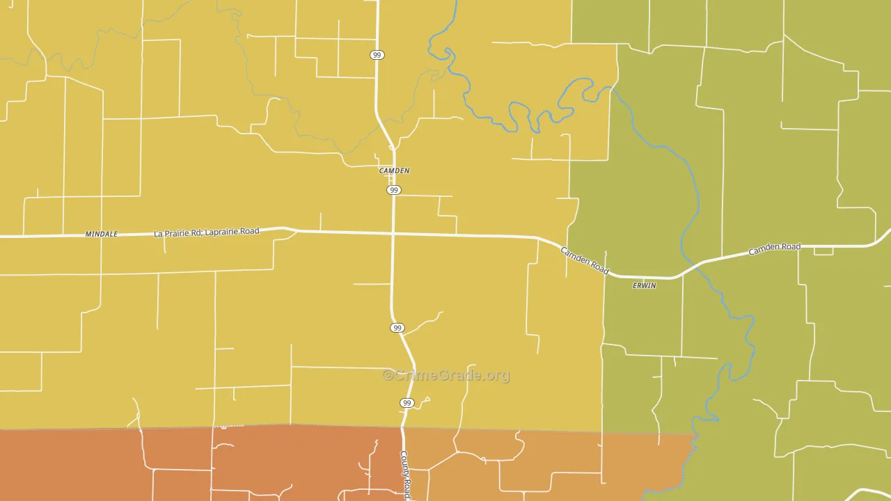 Camden, IL Map of Burglary Rates