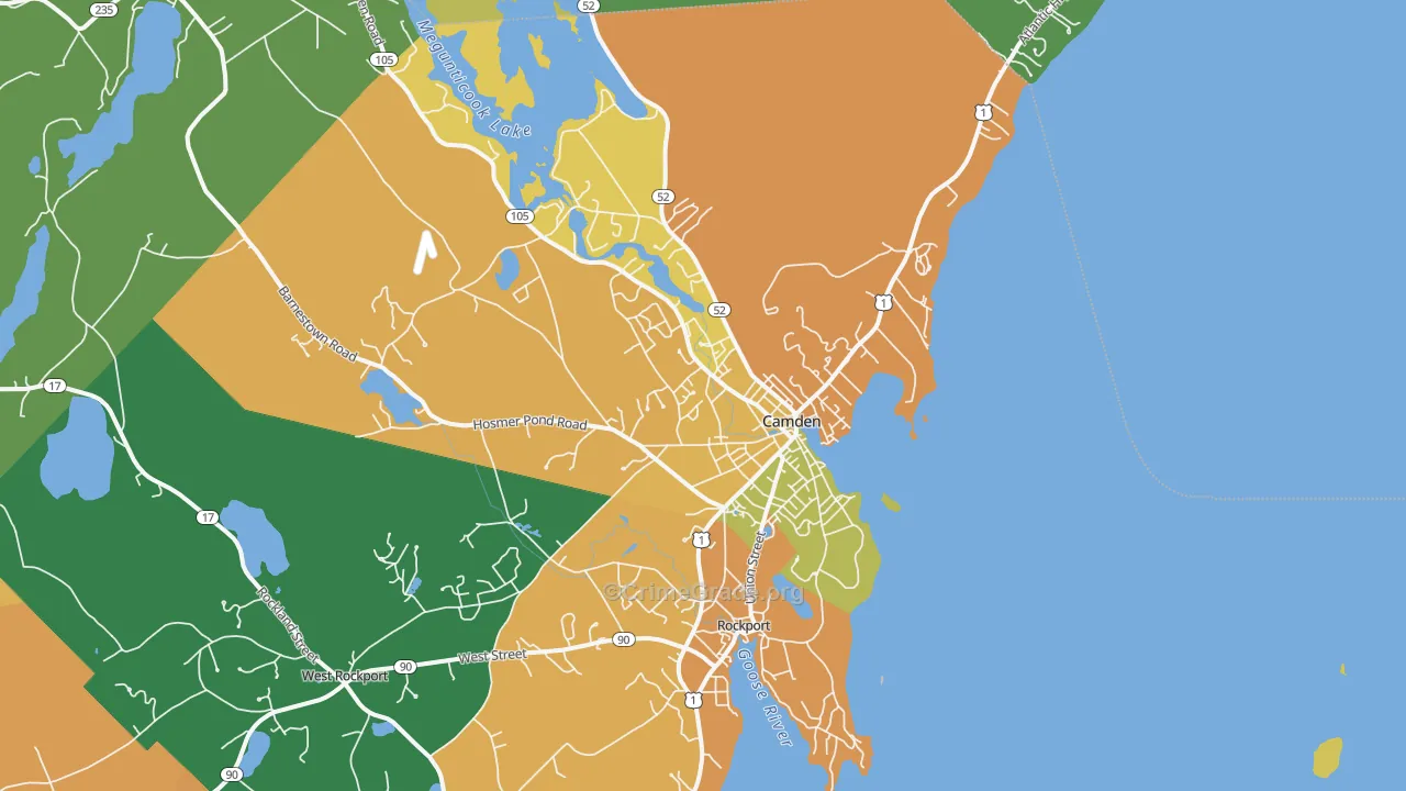 Camden, ME Map of Burglary Rates