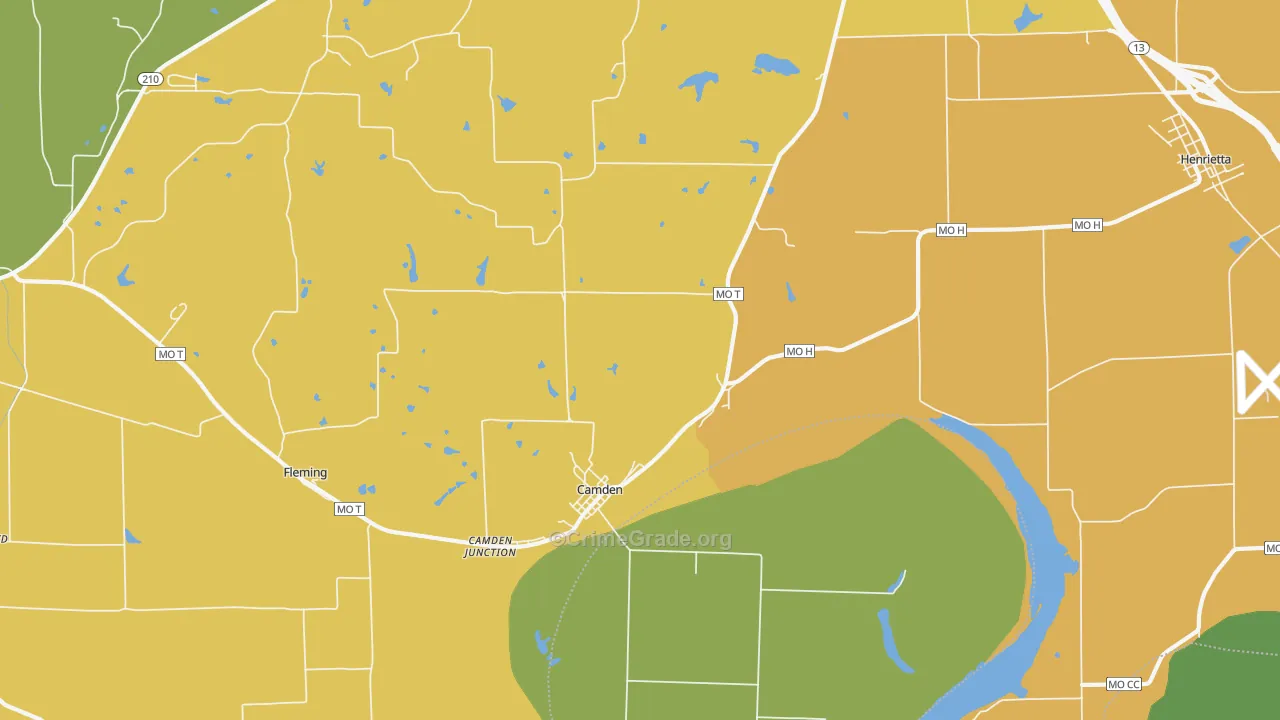 Camden, MO Map of Burglary Rates