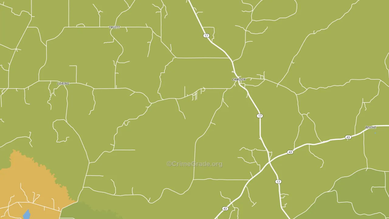 Camden, MS Map of Burglary Rates