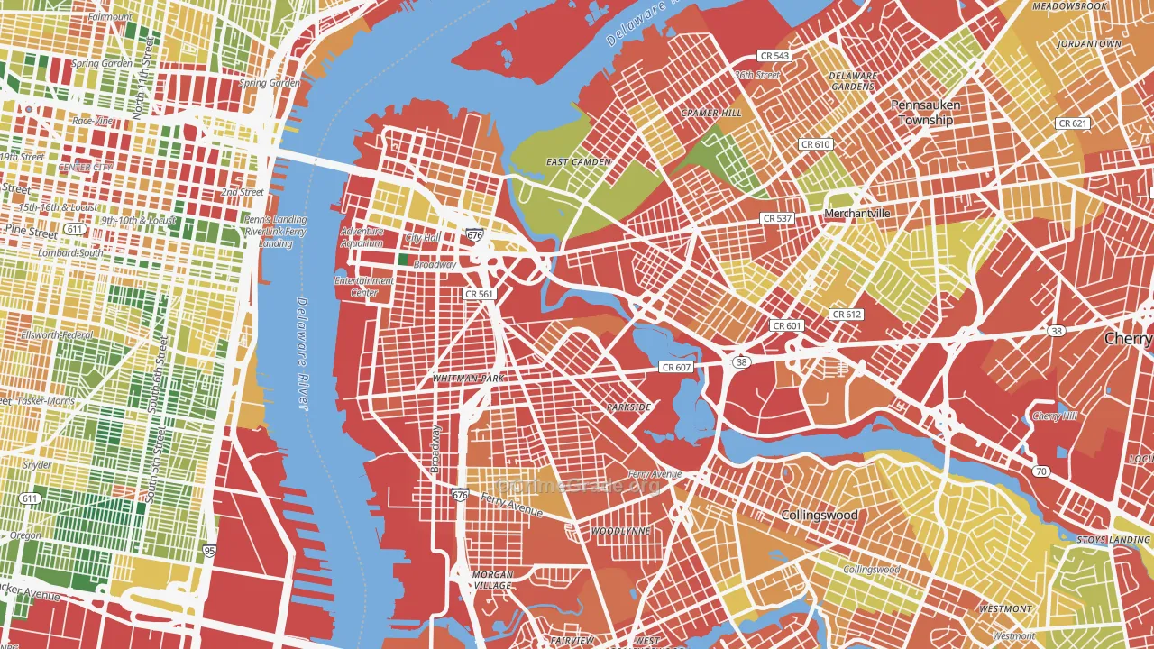 Camden, NJ Map of Burglary Rates