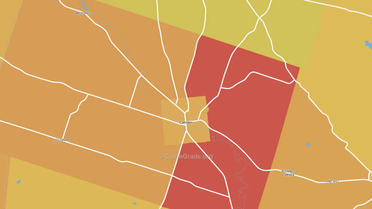 Camden, NY Map of Burglary Rates