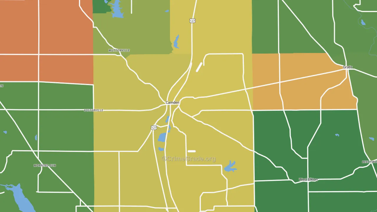 Camden, OH Map of Burglary Rates