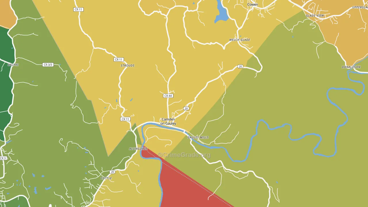 Camden-on-Gauley, WV Map of Burglary Rates