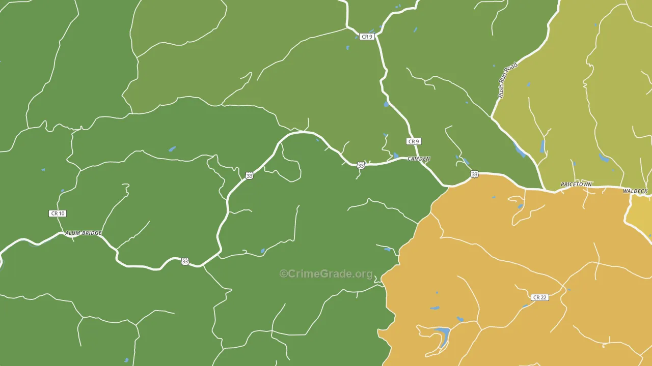 Camden, WV Map of Burglary Rates
