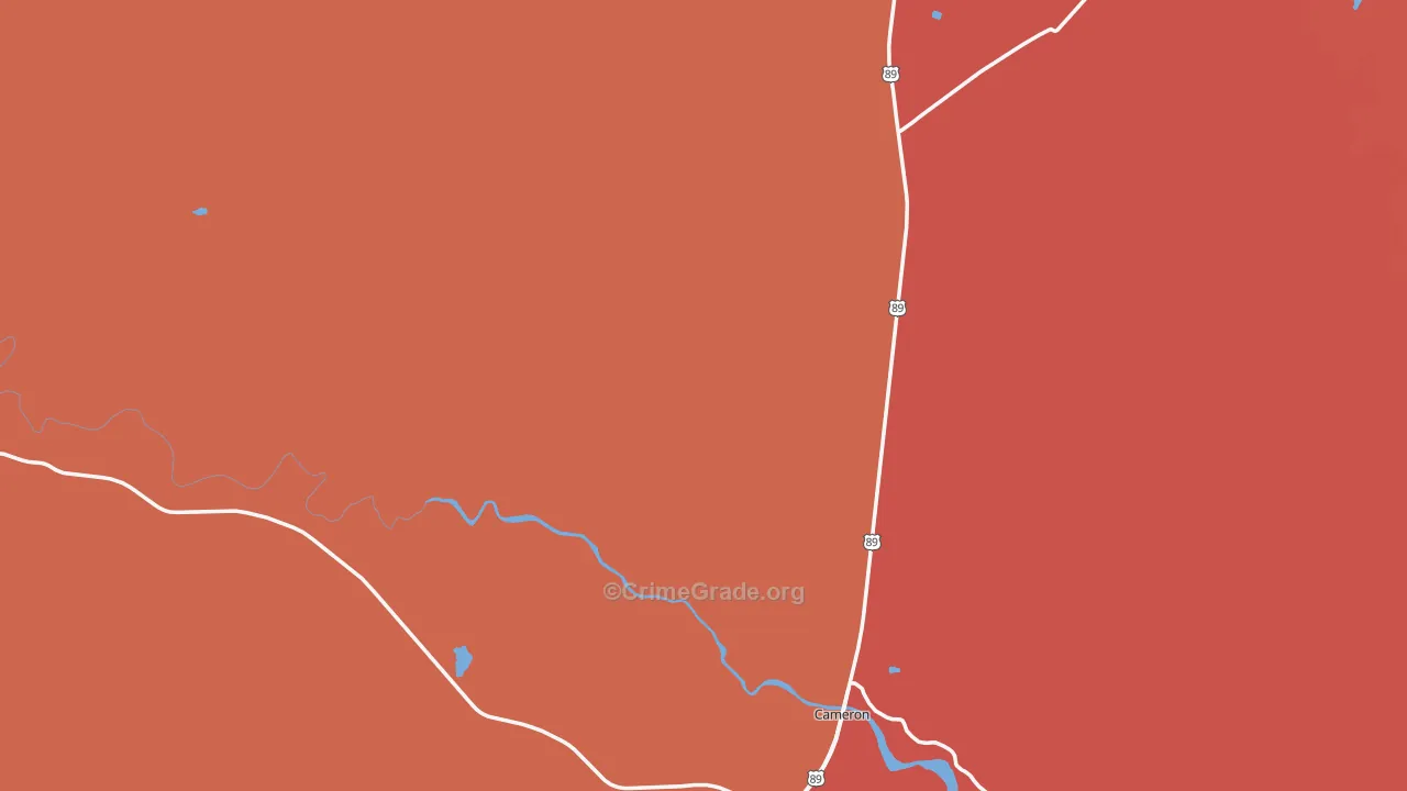 Cameron, AZ Map of Burglary Rates