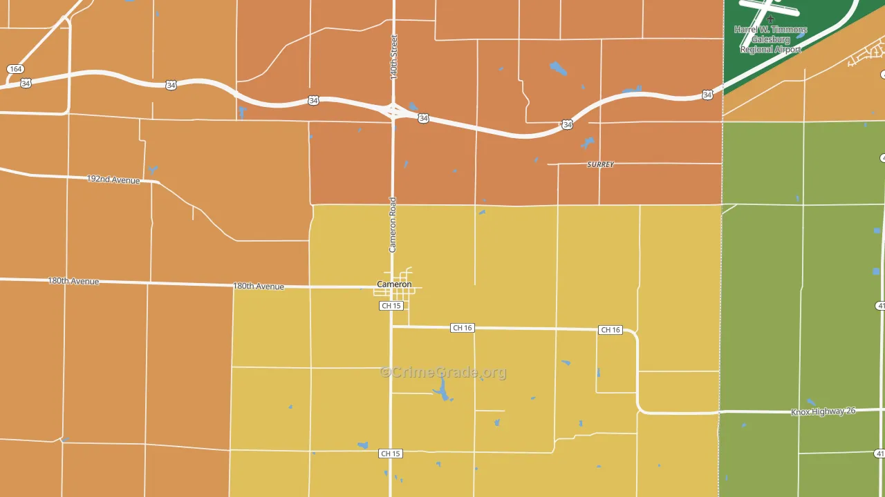 Cameron, IL Map of Burglary Rates