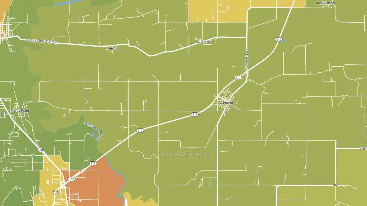 Cameron, OK Map of Burglary Rates