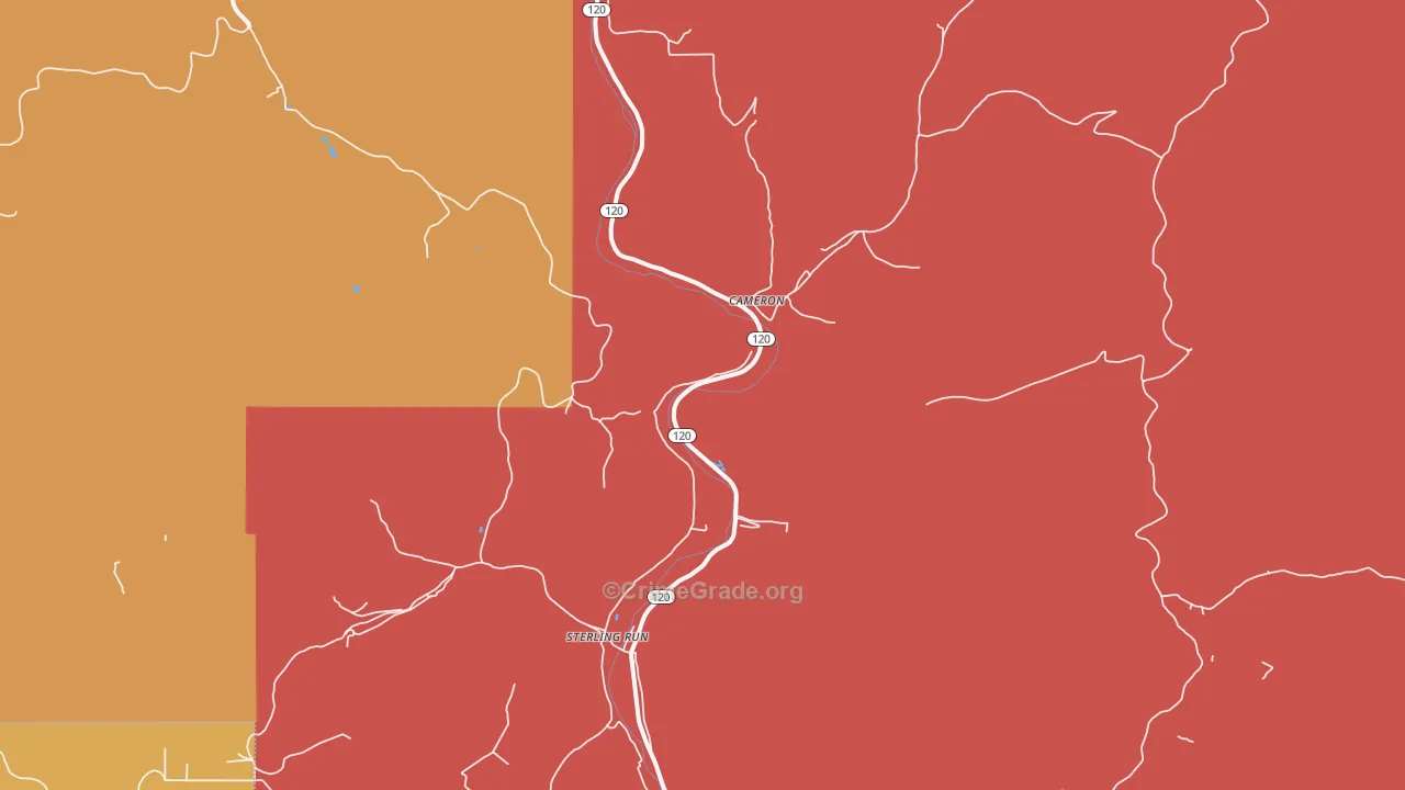 Cameron, PA Map of Burglary Rates