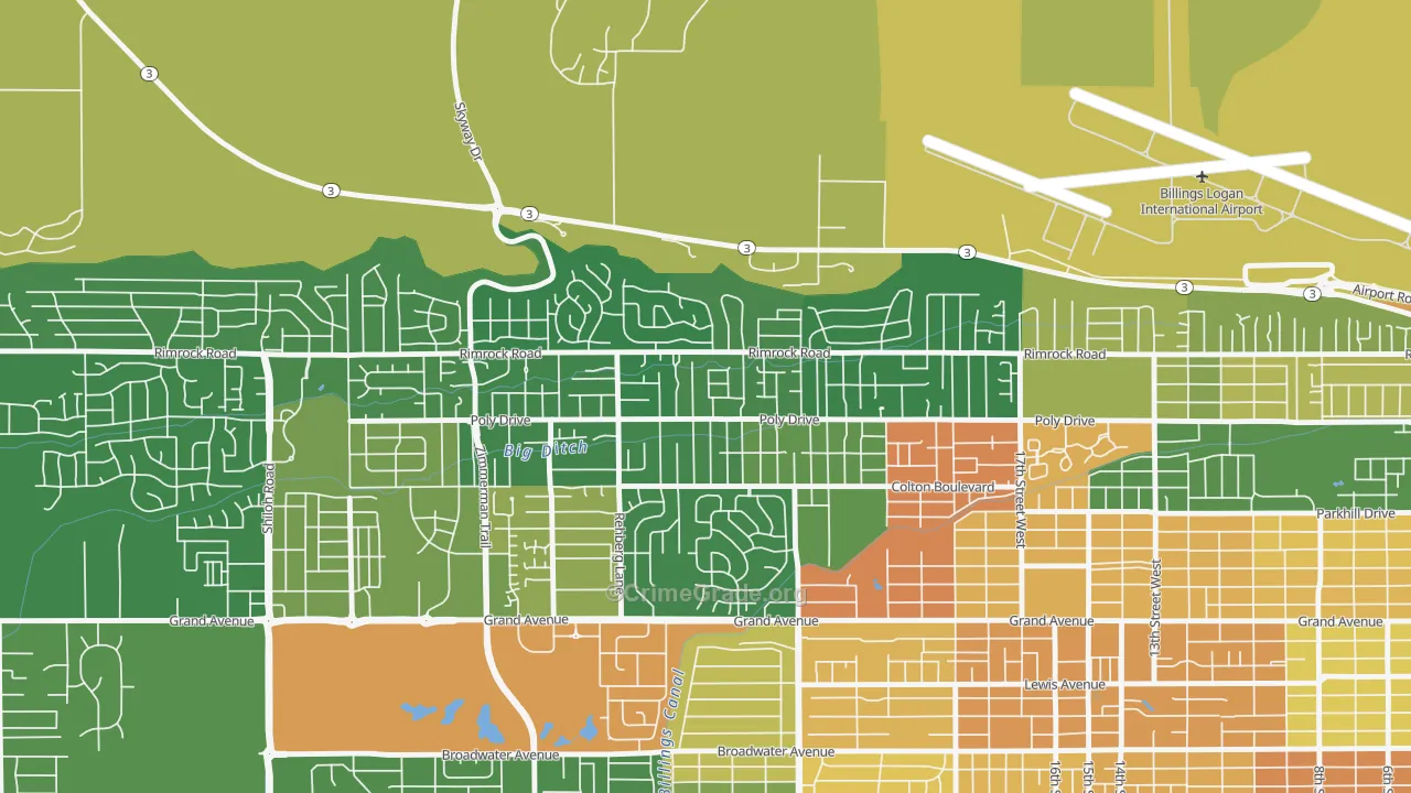Cameron Park, Billings, MT Map of Burglary Rates