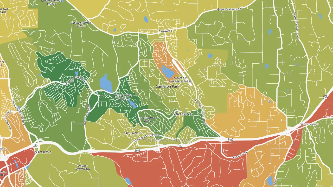 Cameron Park, CA Map of Burglary Rates