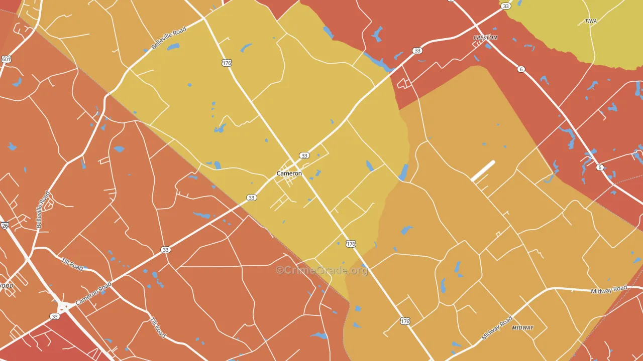 Cameron, SC Map of Burglary Rates