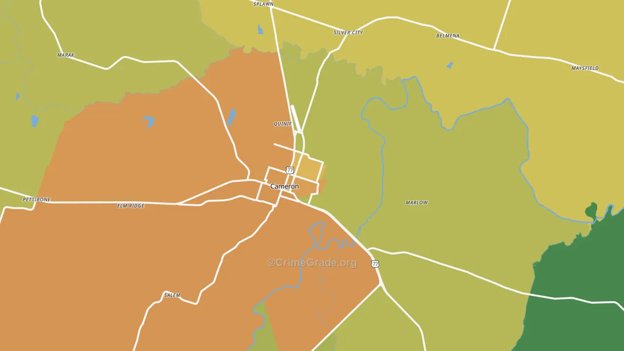 Cameron, TX Map of Burglary Rates