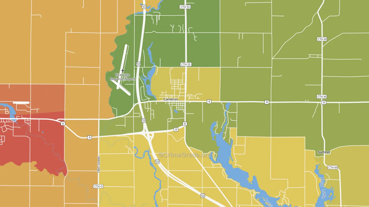 Cameron, WI Map of Burglary Rates