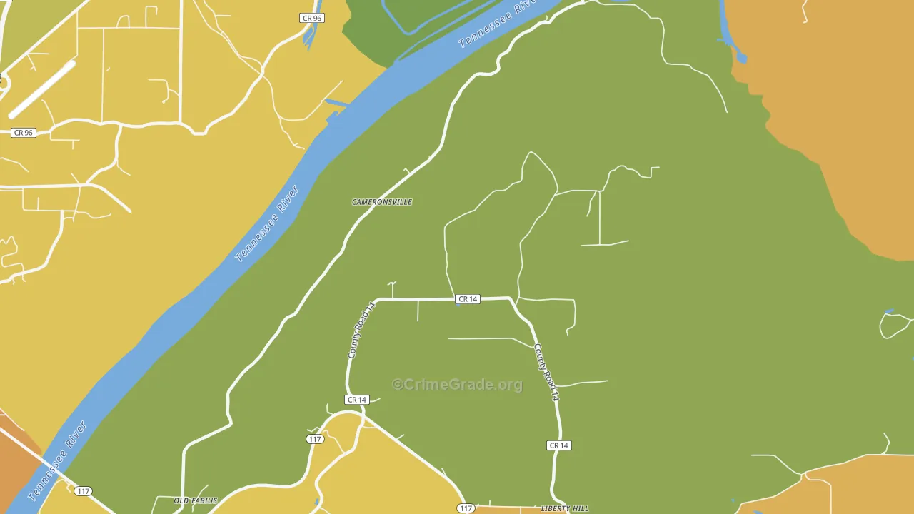 Cameronsville, AL Map of Burglary Rates