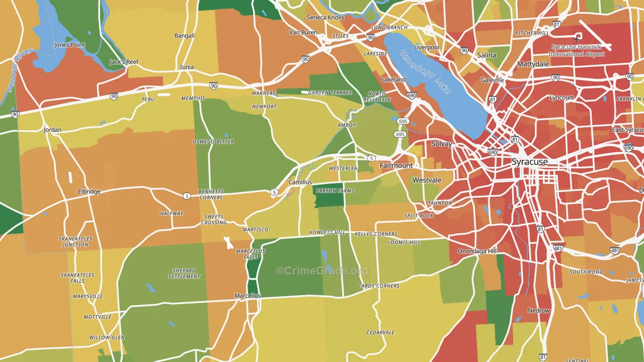 Camillus, NY Map of Burglary Rates