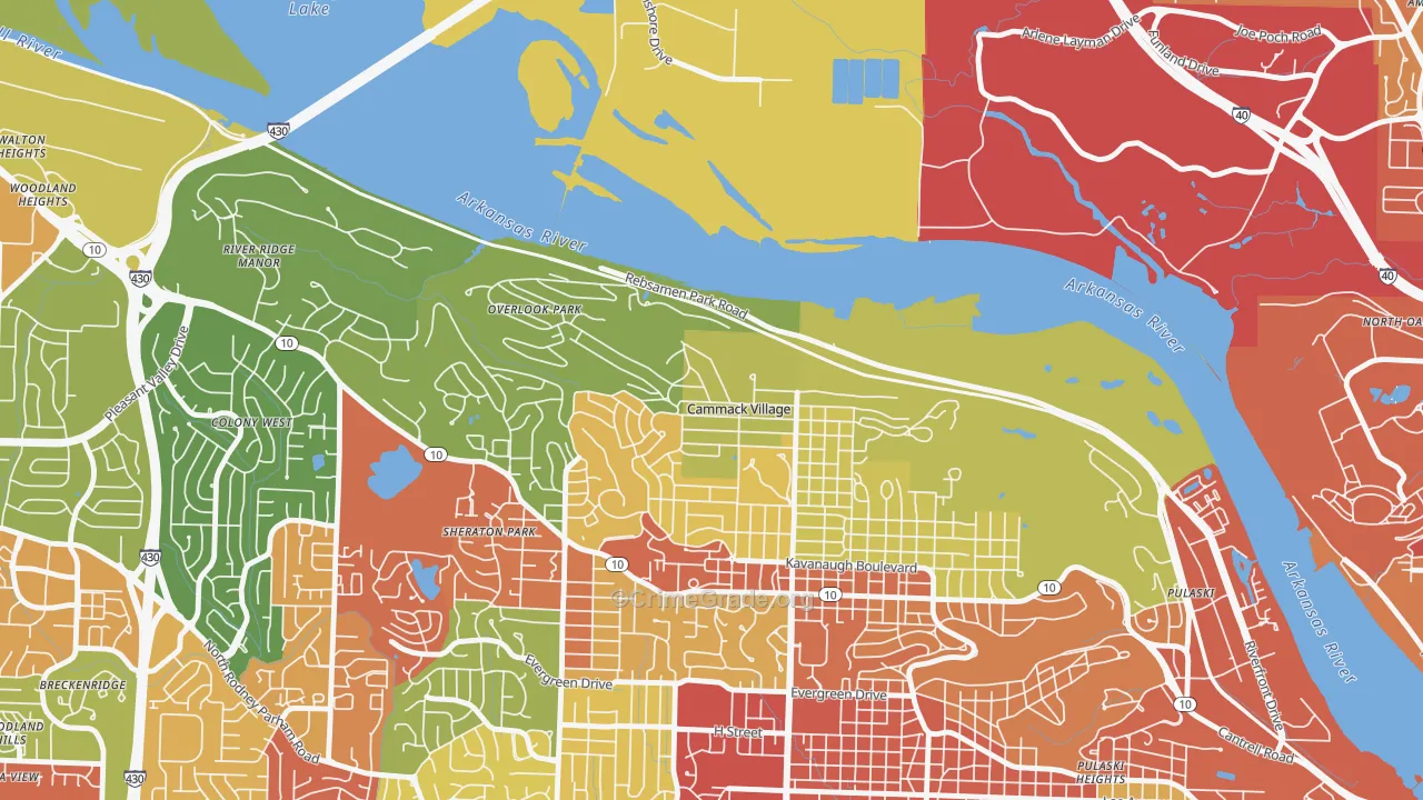 Cammack Village, AR Map of Burglary Rates