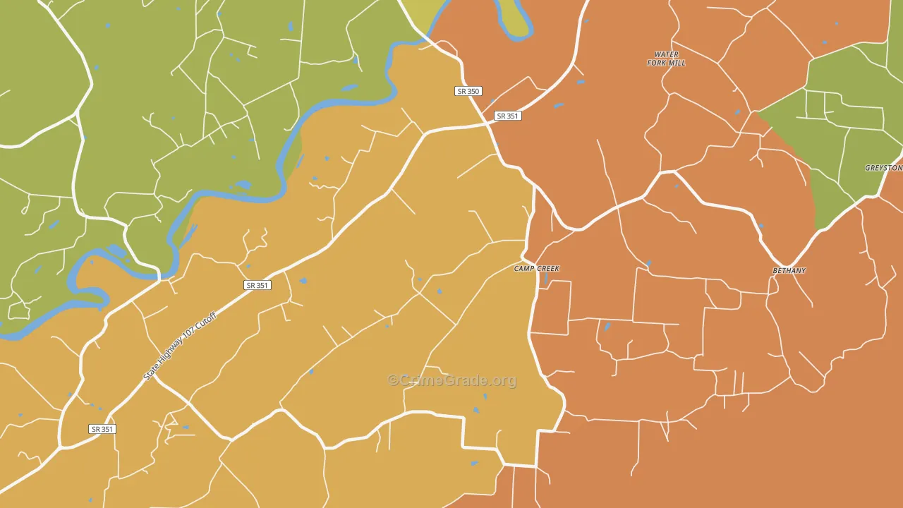 Camp Creek, TN Map of Burglary Rates